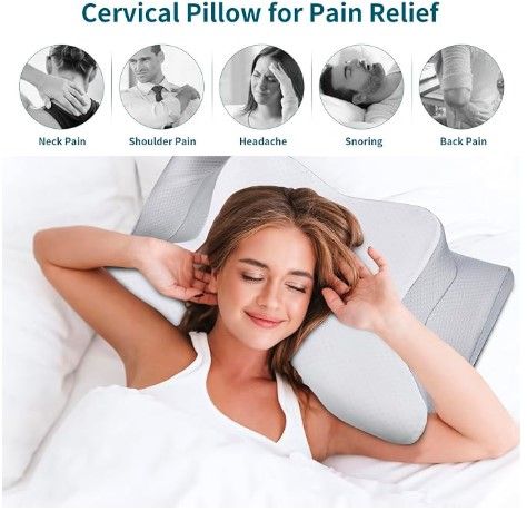 Almohada cervical viscoelástica diseño mariposa GRIS - additional image 1